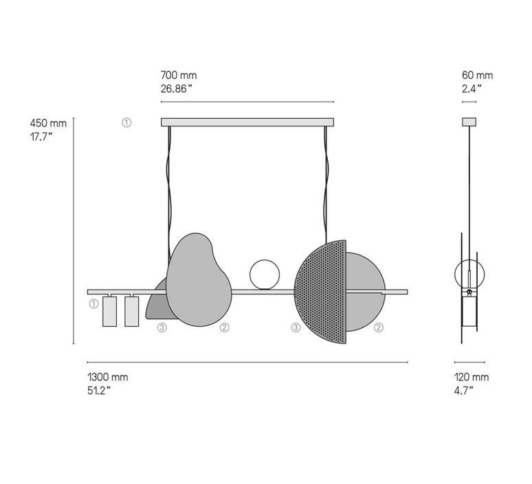 Nacho 1300 sylvain willenz suspension pendant light  cvl sunach130sbsbsg  design signed nedgis 165737 product