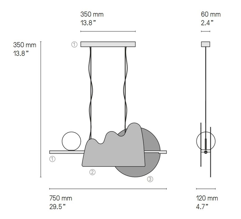 Nacho 750 sylvain willenz suspension pendant light  cvl sunach075sgsgsb  design signed nedgis 165741 product