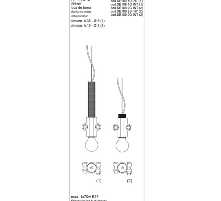 Nando luca de bona karman se109 1g int 700l luminaire lighting design signed 19810 product