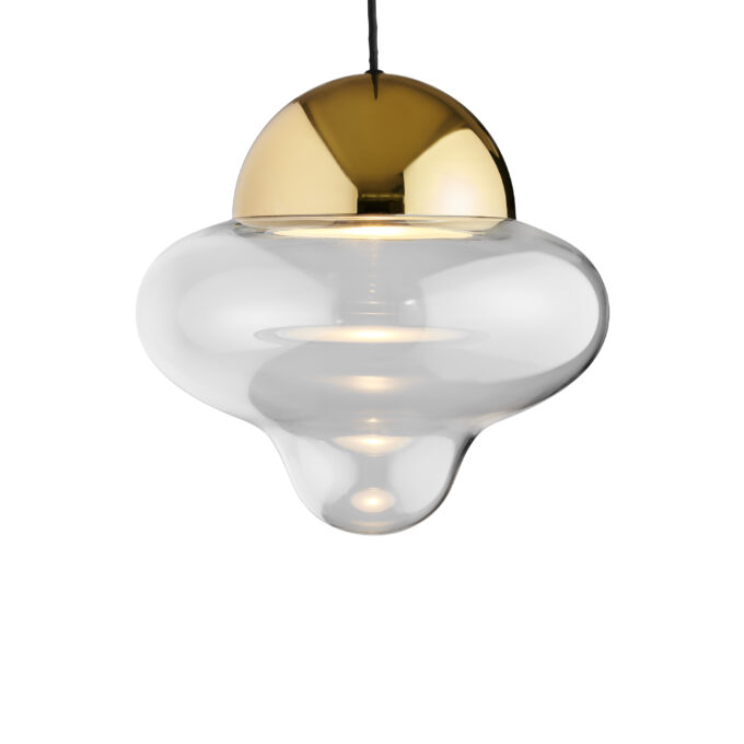 Hanging lamp, Nutty XL, transparent, gold , Ø29cm, H30cm