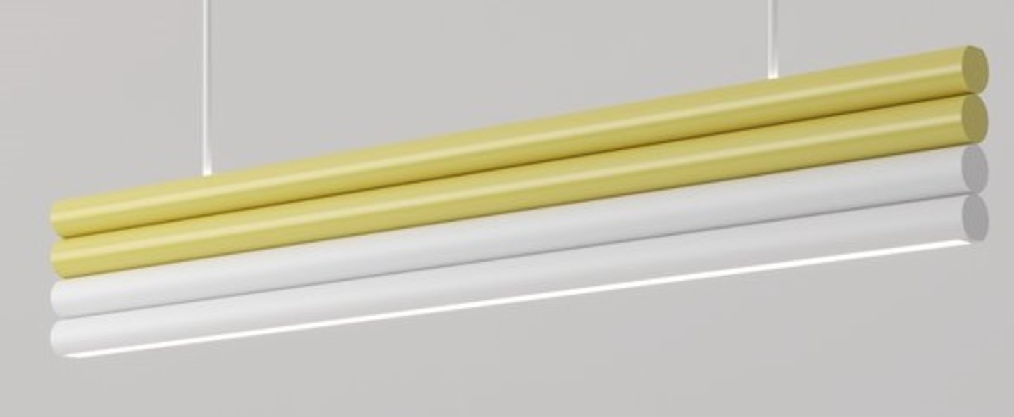 Suspension parallel tubes blanc jaune clair blanc led 2700k lm l90cm h76cm atelier areti normal