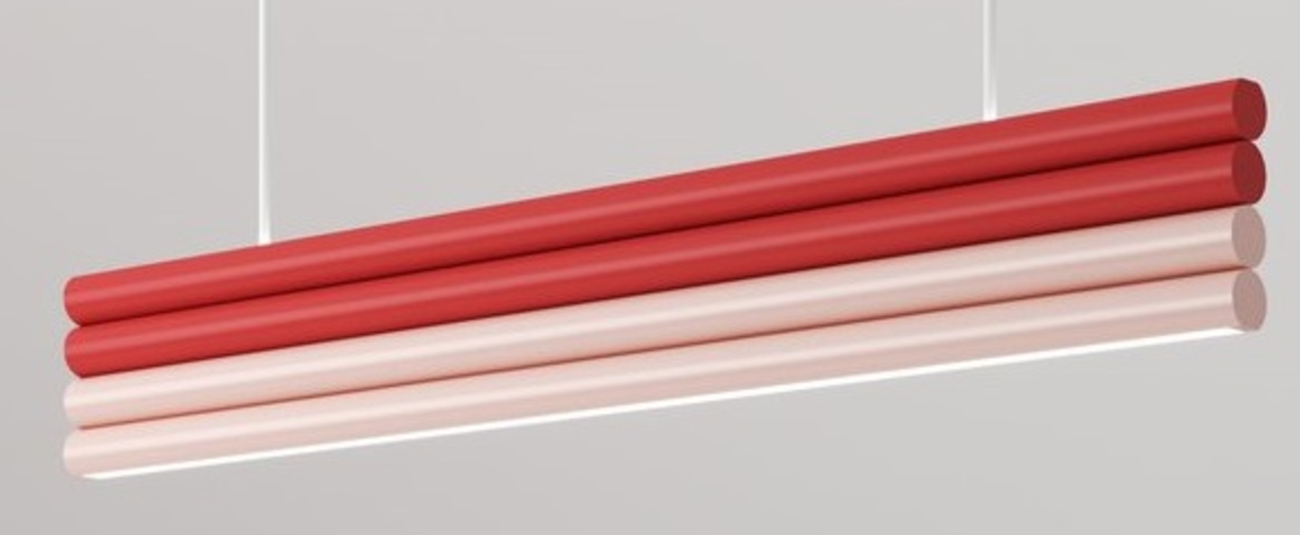 Suspension parallel tubes blanc rouge rose led 2700k lm l90cm h76cm atelier areti normal