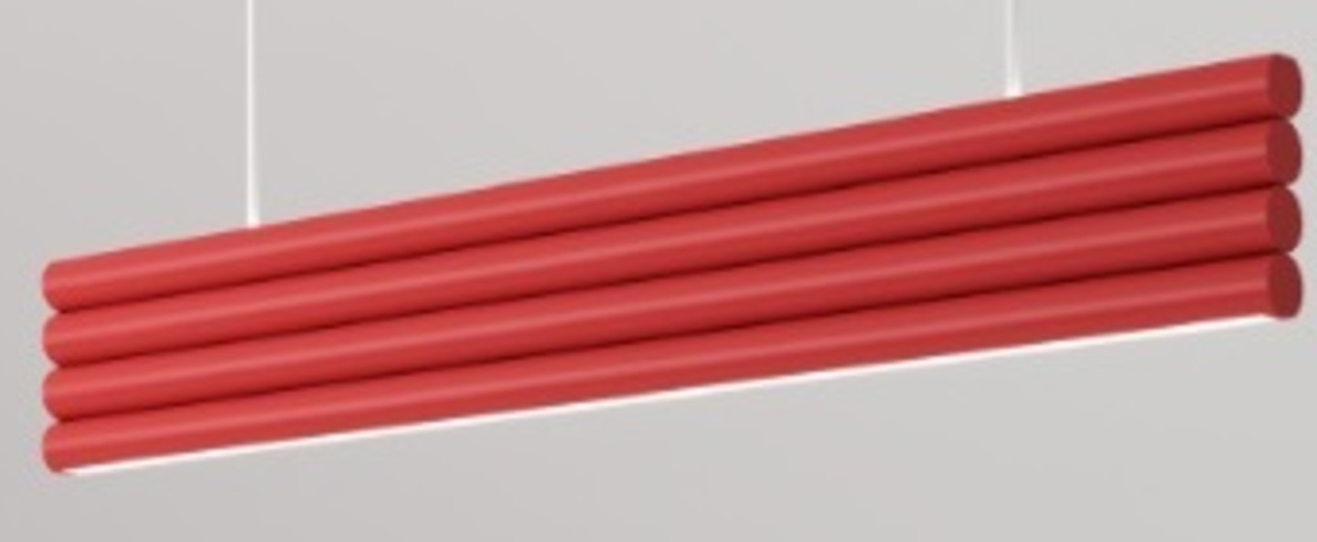 Suspension parallel tubes rouge led 2700k lm l90cm h76cm atelier areti normal