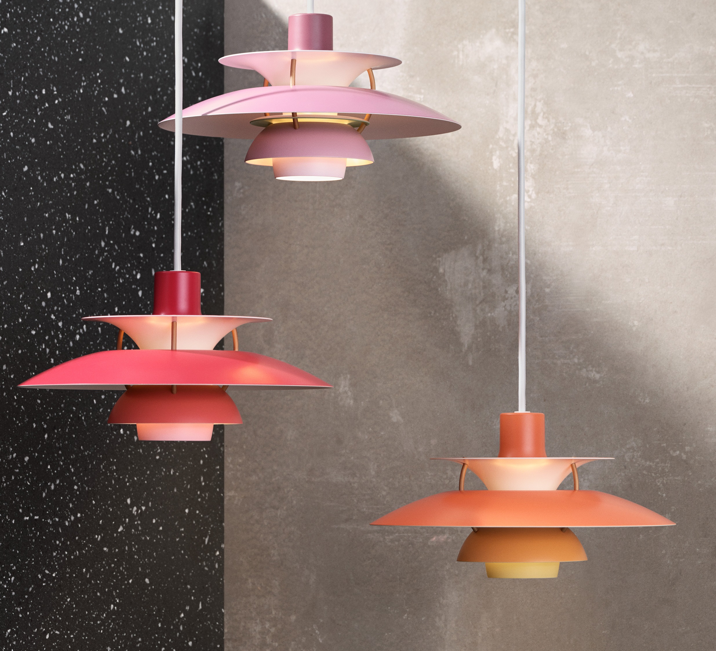 Hanging lamp, PH 5 Mini, Hues of red, Ø30cm, H16,3cm - Louis