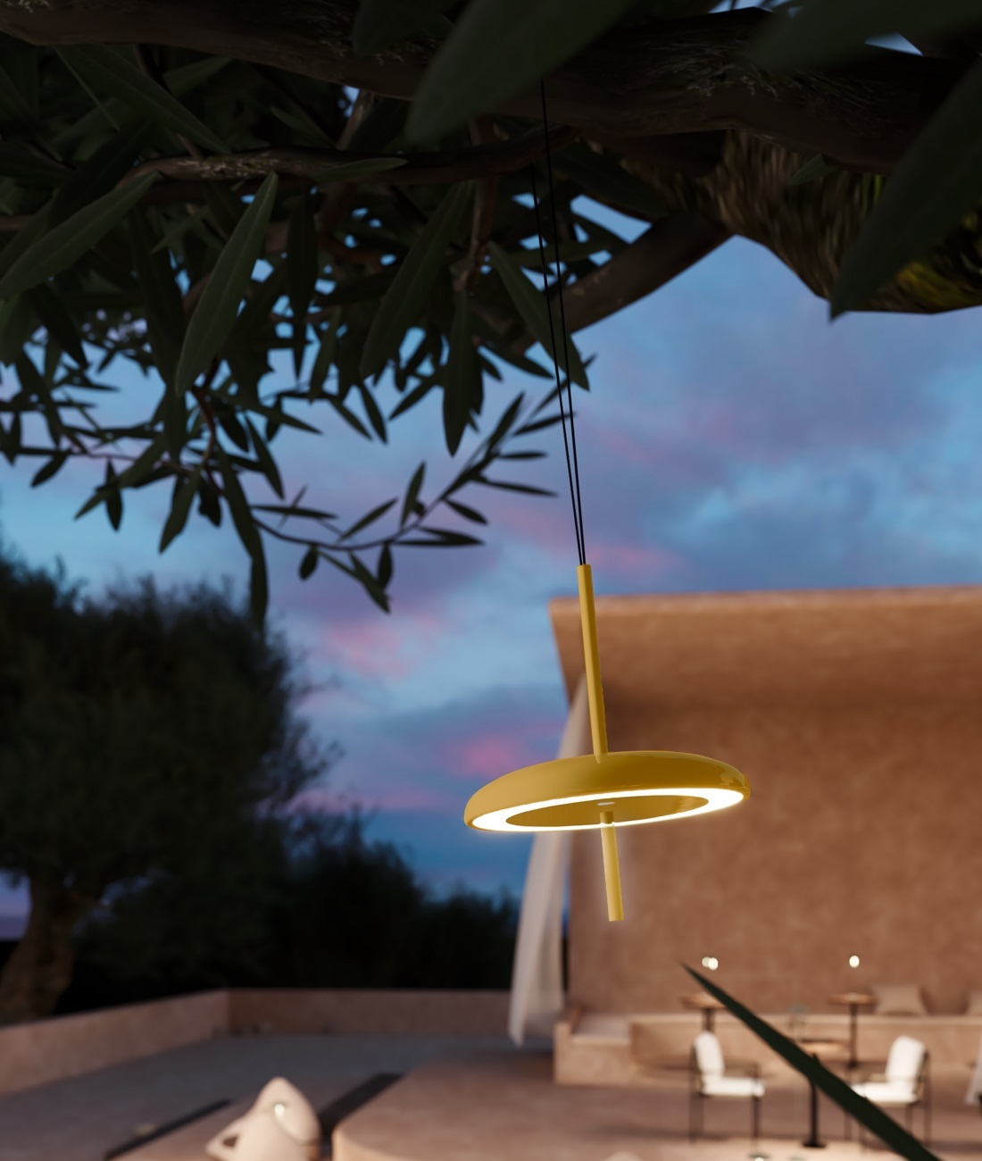Hanging lamp, Porte strap, honey yellow, IP43, LED, dim, 2300-2700