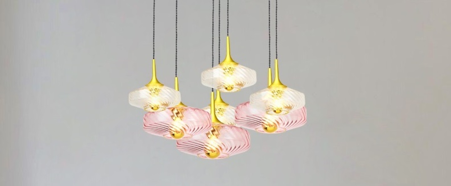 Suspension roxanne petite rose spinelle o20cm h9cm elements lighting normal