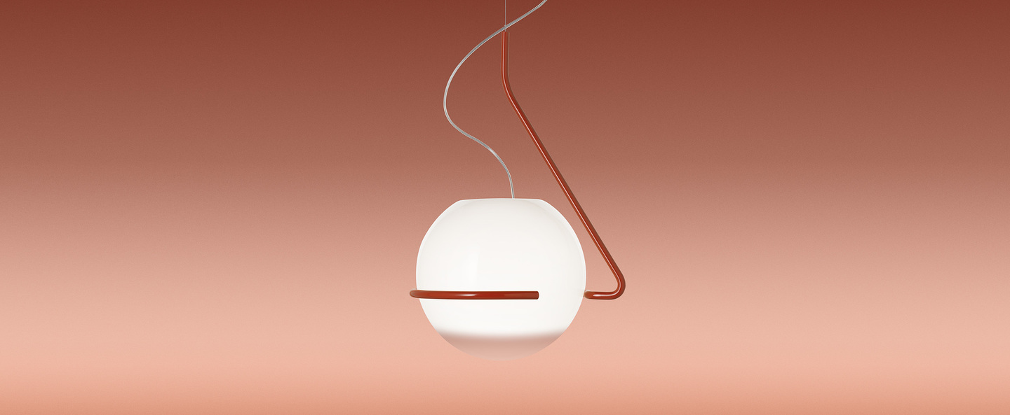 Suspension tonda blanc rouge orange l39cm h59cm foscarini normal