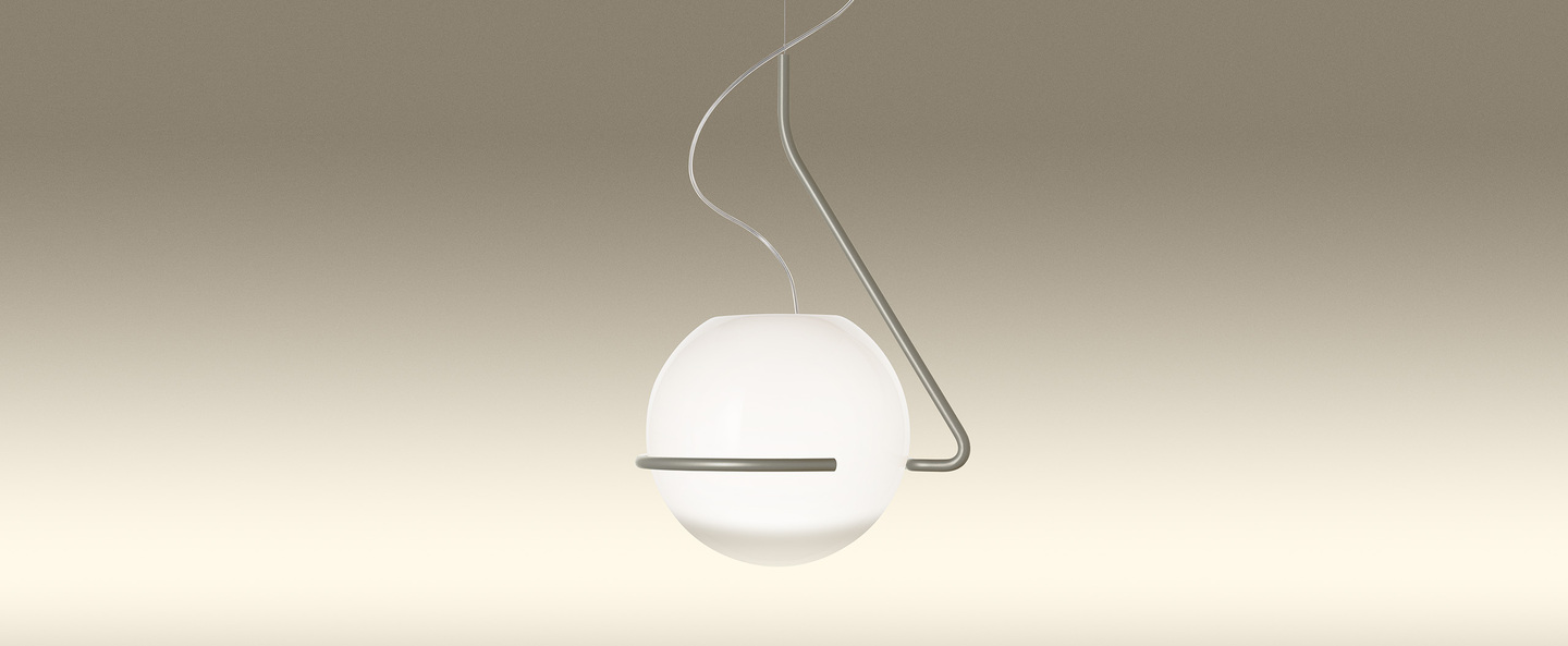 Suspension tonda blanc titane l39cm h59cm foscarini normal