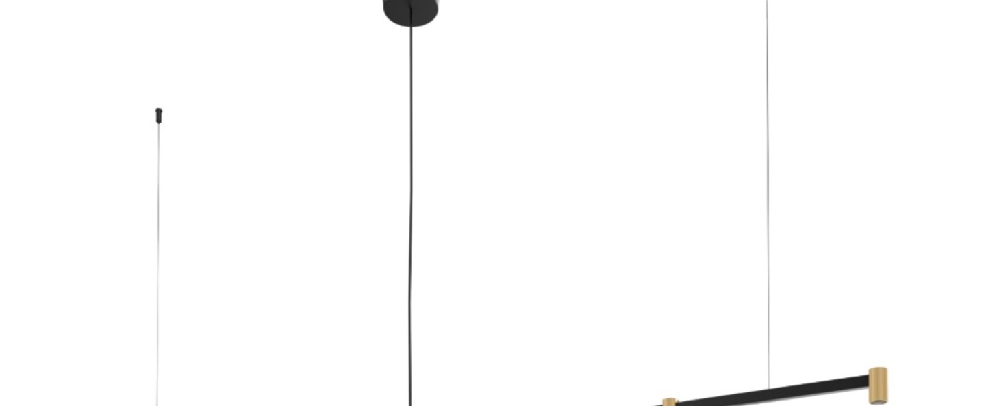 Suspension trace chandelier 2 0 noir et or led dim 2700k 1320 lm l182 8cm h5cm wever ducre normal