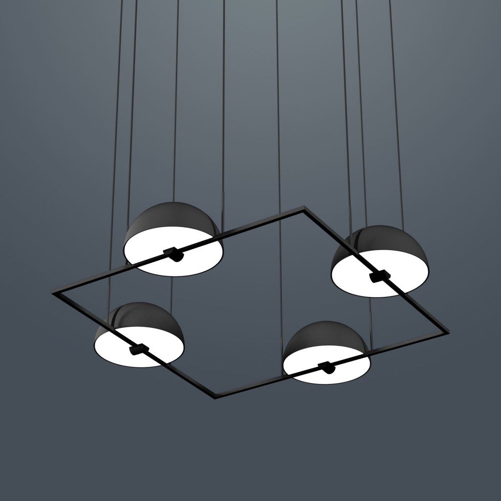 Pendant light, Trapeze Quartette, black 
