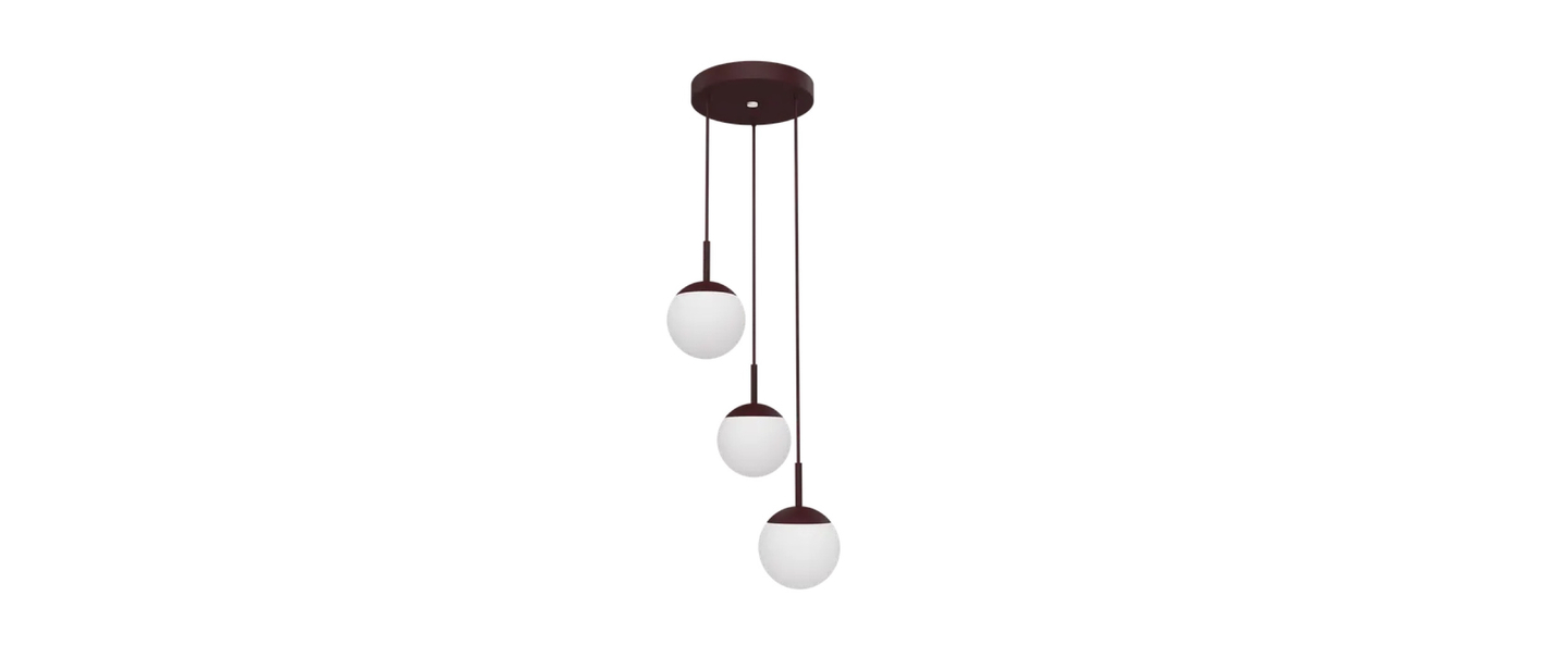 Suspension triple d25 mooon cerise noire ip42 led 5000k 1050 lm o25cm h115cm fermob normal