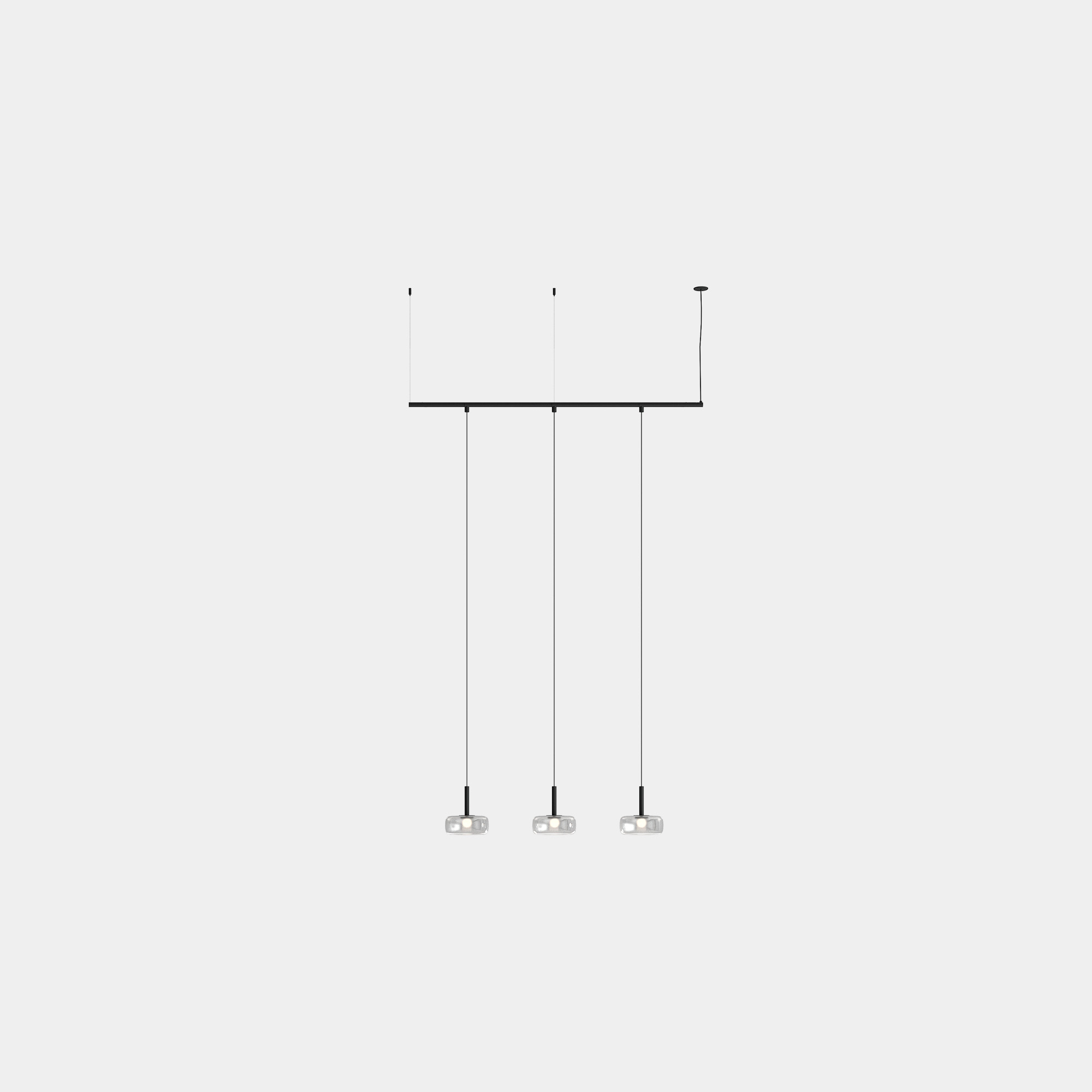 Pendant light, Tubs Modular Track With 3 Pendants with Disc, black, LED