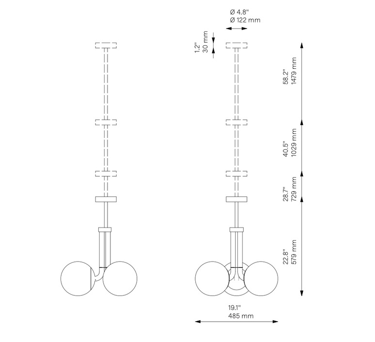 Tubular sm studio schwung suspension pendant light  schwung b149 lbb  design signed nedgis 149424 product