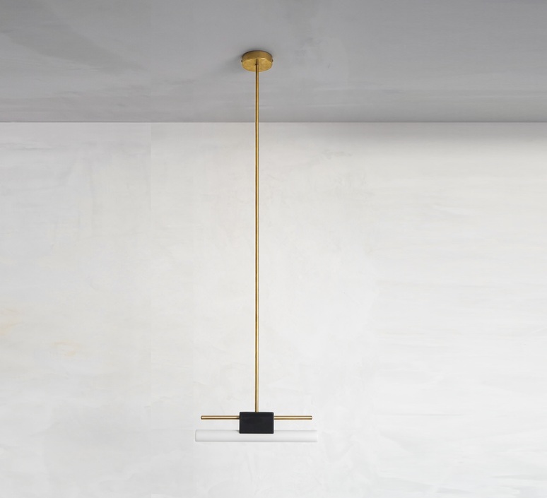 Tubus simple pendant mauricio obarrio suspension pendant light  contain tub 114 brushed brass carbon fiber  design signed nedgis 108632 product