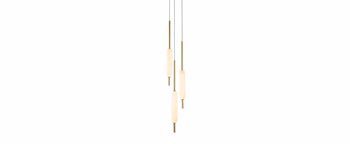 Suspension typha 02 blanc et laiton led 2700k 3600lm o5cm h80cm il fanale normal