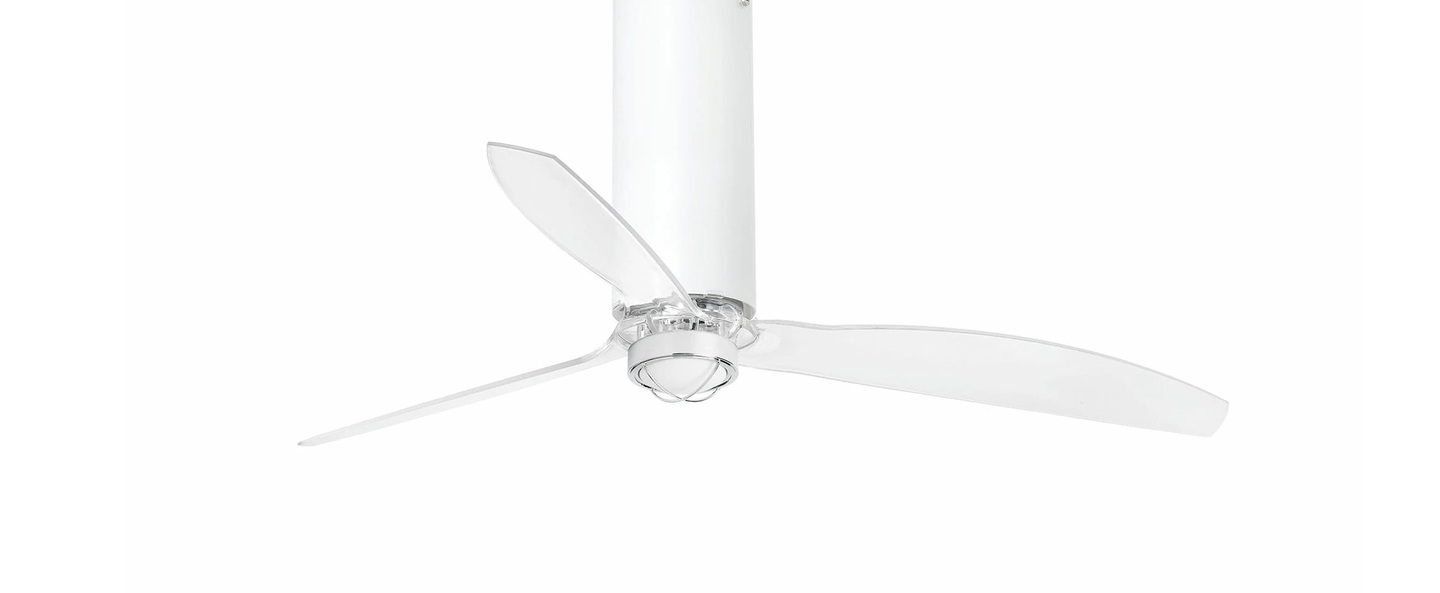 Ventilateur lumineux tube ete hiver dc motor blanc brillant transparent o128cm h48 4cm faro normal