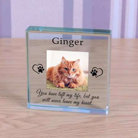 Personalised '... Never Leave My Heart' Pet Memory Photo Glass Token Personalised '... Never Leave My Heart' Pet Memory Photo Glass Token