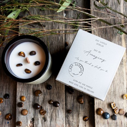 Eau So Amazing Candle with Tiger Eye Stones Eau So Amazing Candle with Tiger Eye Stones