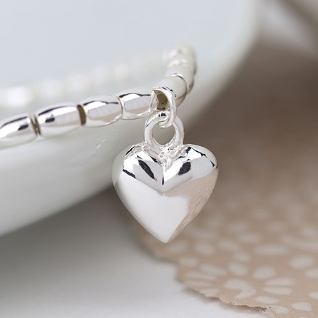 Puff Heart Bracelet With Heart Charm Puff Heart Bracelet With Heart Charm