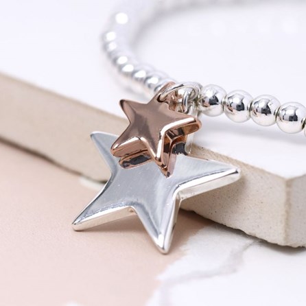 Rose Gold and Silver Plated Double Star Bracelet Rose Gold and Silver Plated Double Star Bracelet