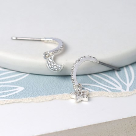 Crystal Star & Moon Hoop Earrings Crystal Star & Moon Hoop Earrings