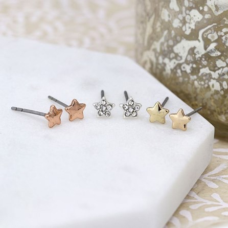 Triple Star Stud Earrings Set Triple Star Stud Earrings Set