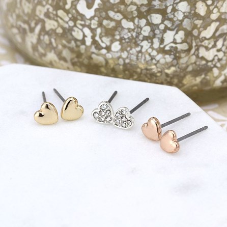 Triple Heart Stud Earrings Set Triple Heart Stud Earrings Set