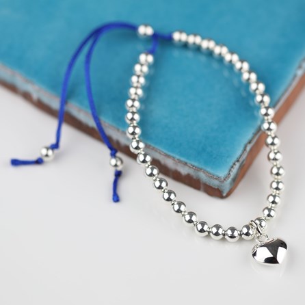 Silver Heart And Bead Friendship Bracelet Silver Heart And Bead Friendship Bracelet Peacock Blue