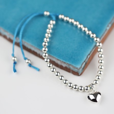 Silver Heart And Bead Friendship Bracelet Silver Heart And Bead Friendship Bracelet Turquoise