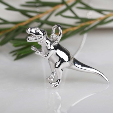 Personalised T Rex Necklace Personalised Solid Silver T Rex Necklace