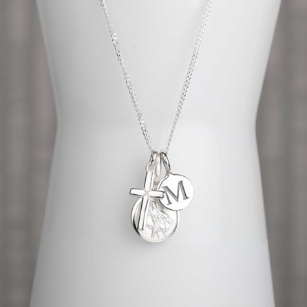 Personalised St. Christopher And Silver Cross Necklace Personalised St. Christopher And Silver Cross Necklace