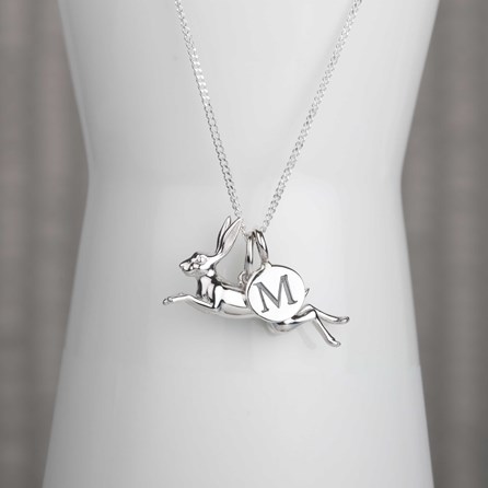 Personalised Leaping Hare Necklace Personalised Leaping Hare Necklace Silver