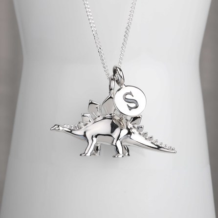 Personalised Stegosaurus Necklace Personalised Solid Silver Stegosaurus Necklace