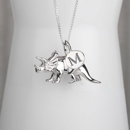 Personalised Triceratops Necklace Personalised Solid Silver Triceratops Necklace