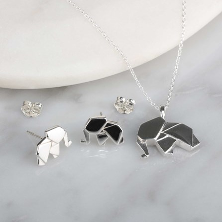 Personalised Solid Silver Origami Elephant Necklace Personalised Solid Silver Origami Elephant Necklace