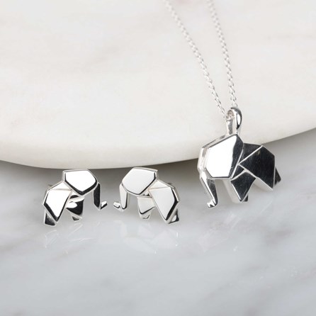 Personalised Solid Silver Origami Elephant Necklace Personalised Solid Silver Origami Elephant Necklace