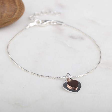 Sterling Silver Twin Heart Charms Bracelet Sterling Silver Twin Heart Charms Bracelet