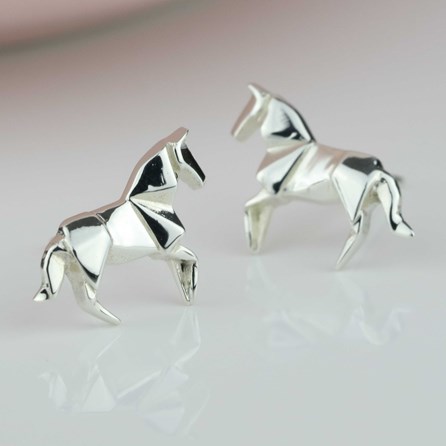 Sterling Silver Origami Horse Earrings Sterling Silver Origami Horse Earrings