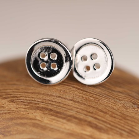 Polished Solid Silver Button Stud Earrings Polished Solid Silver Button Stud Earrings