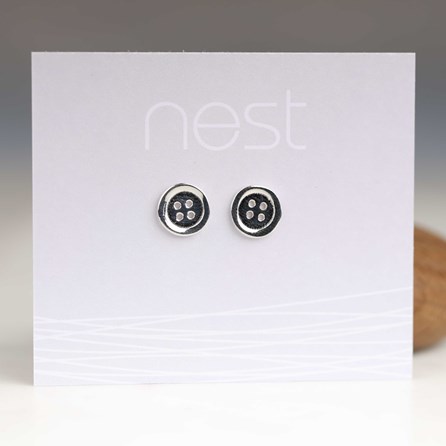 Polished Solid Silver Button Stud Earrings Polished Solid Silver Button Stud Earrings