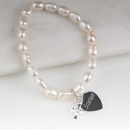 Children's Personalised Pearl Christening Bracelet Children's Personalised Pearl Christening Bracelet