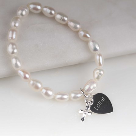 Children's Personalised Pearl Christening Bracelet Children's Personalised Pearl Christening Bracelet