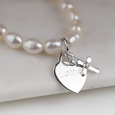 Children's Personalised Pearl Christening Bracelet Children's Personalised Pearl Christening Bracelet