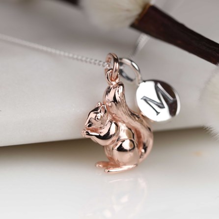 Personalised Squirrel Necklace Personalised Squirrel Necklace Rose Gold