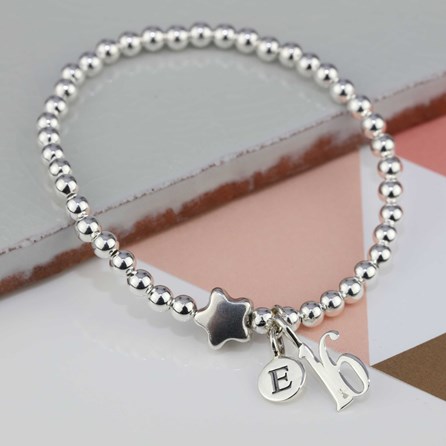 Personalised Jess Silver Star Bracelet Personalised Jess Silver Star Bracelet