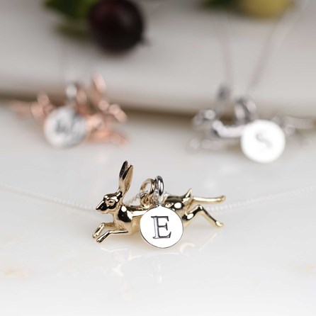 Personalised Leaping Hare Necklace Personalised Leaping Hare Necklace Gold