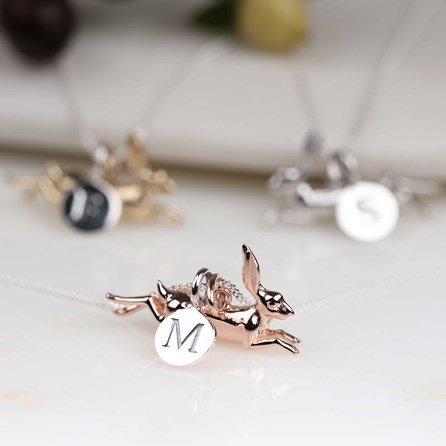 Personalised Leaping Hare Necklace Personalised Leaping Hare Necklace Rose Gold