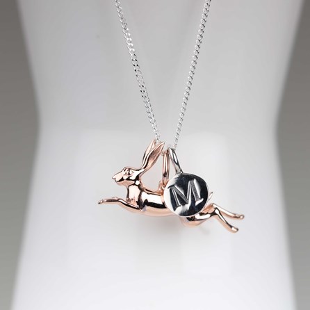 Personalised Leaping Hare Necklace Personalised Leaping Hare Necklace Rose Gold