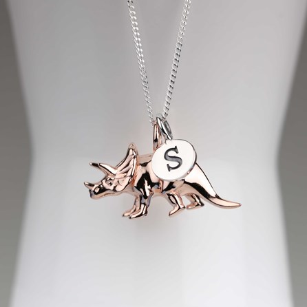 Personalised Triceratops Necklace Personalised Solid Silver Triceratops Necklace Rose Gold