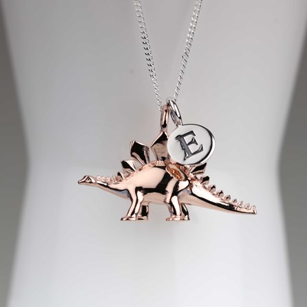 Personalised Stegosaurus Necklace Personalised Solid Silver Stegosaurus Necklace Rose Gold